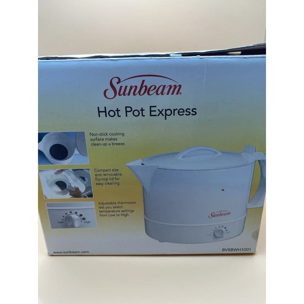 Sunbeam Hot Pot Express Electric Adjustable Heat White 32 Ounce-Tested Working